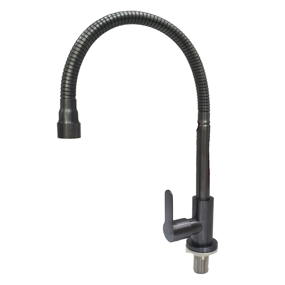 Product photo: SLINE FX2113GC SUS304 Gunmetal Grey Flexible Pillar Sink Tap - 00926H